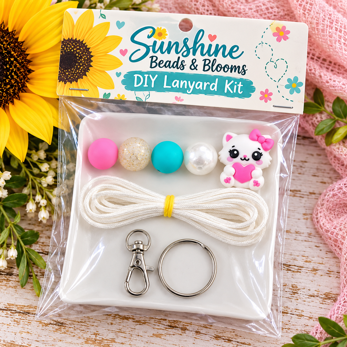 Operation Meow DIY Lanyard Kit – Cute Cat Beaded Craft Kit