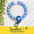Stardust Skies Beaded Wristlet Keychain | Blue & Purple Handmade Key Holder