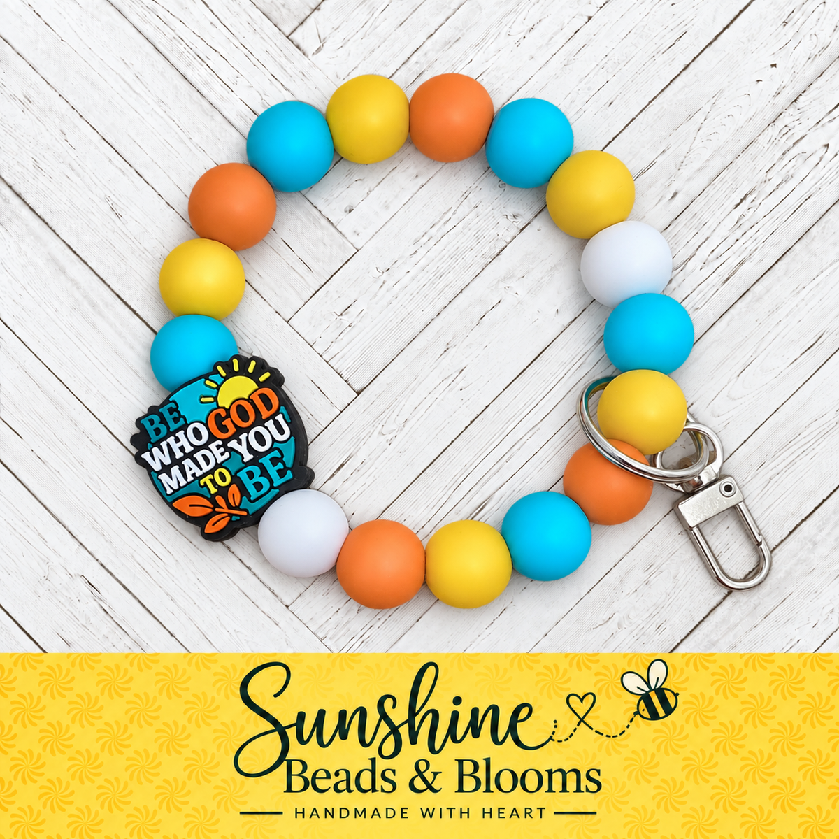 Be Who God Made You to Be Beaded Wristlet Keychain – Christian Gift