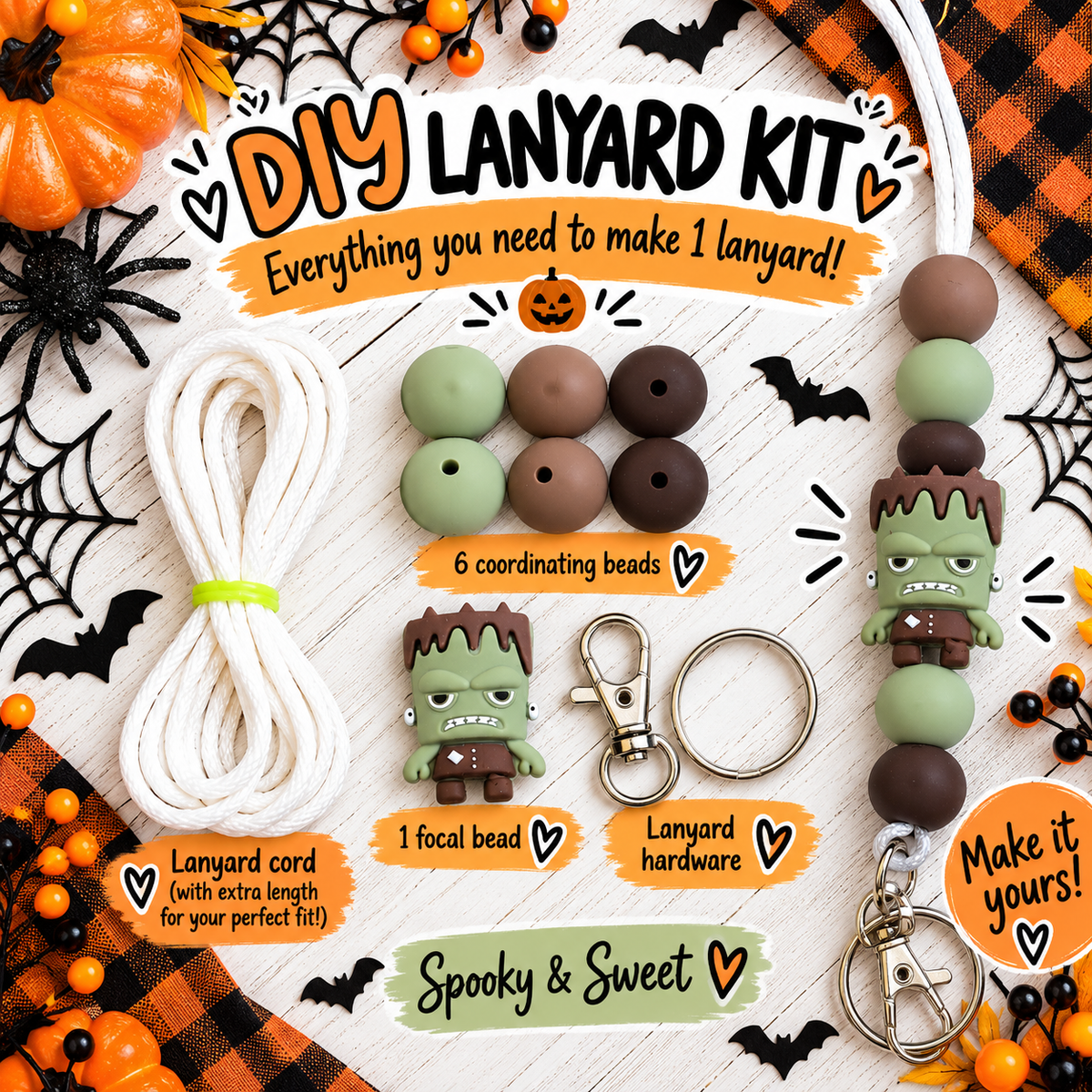 Halloween Frankenstein DIY Lanyard Kit