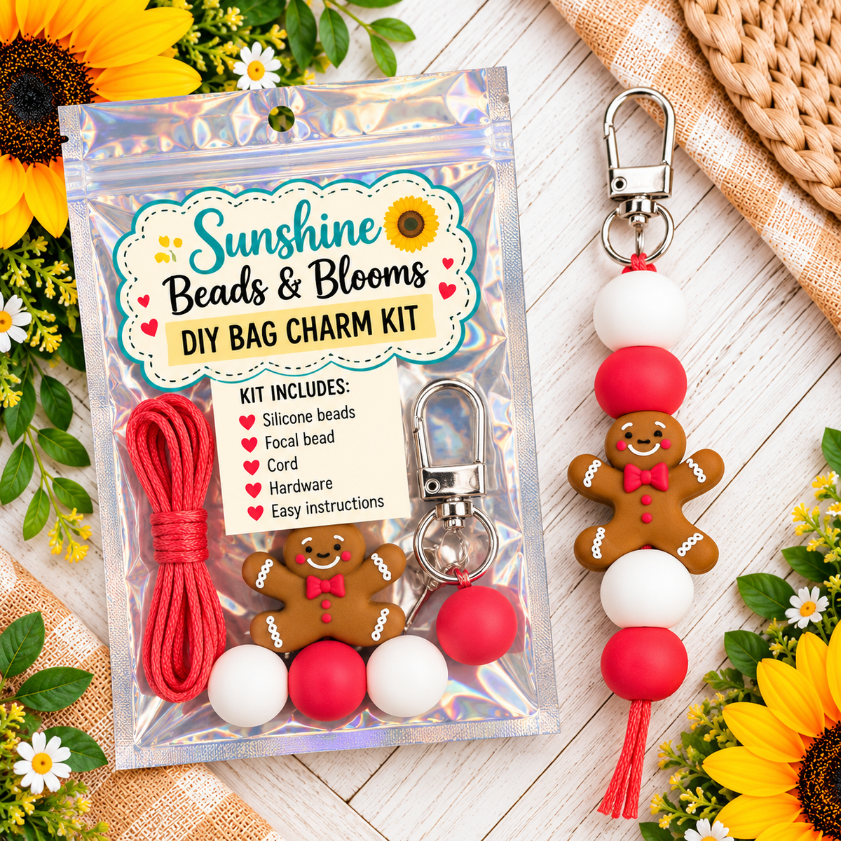 Gingerbread Man DIY Bag Charm Kit