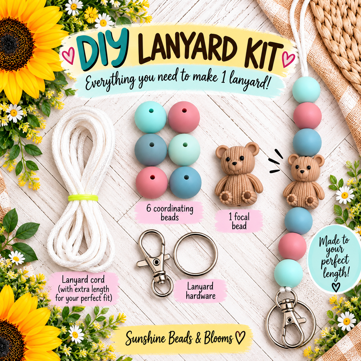 Cuddly Teddy Bear DIY Lanyard Kit