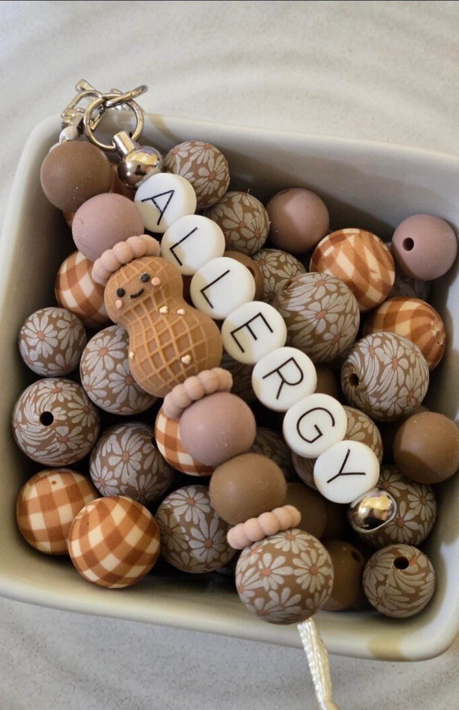 Peanut Allergy Backpack Tag | Handmade Beaded Allergy Alert Bag Charm